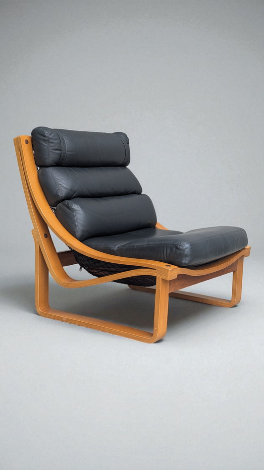 Tessa T4 Sling Chair - Black Leather Upholstery (Revive))