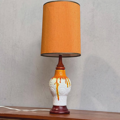 Vibrant Retro Drip Glaze Ceramic Table Lamp – Mid-Century Sunset Glow